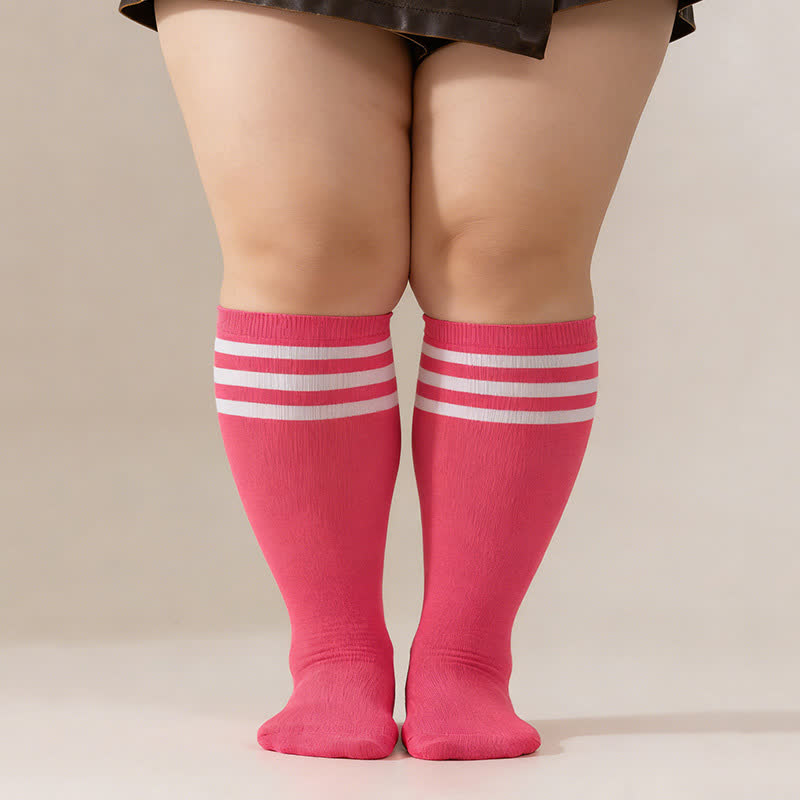 Plusock Striped Breathable Knee High Socks (3 Pairs) - image 1