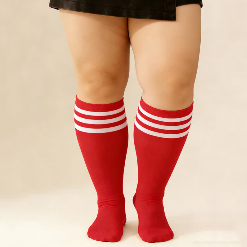 Plusock Striped Breathable Knee High Socks (3 Pairs) - image 2