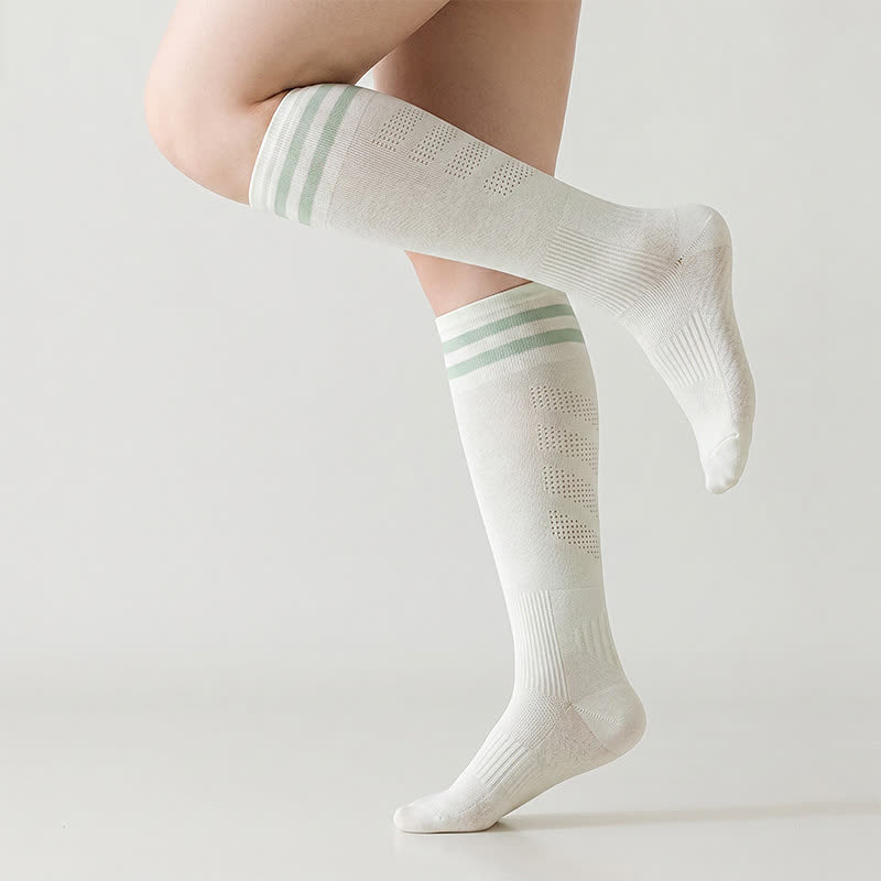 Plusock Mesh Stripe Compression Socks(2 Pairs) - Light Green - EU36-39(US3-6) - image 1