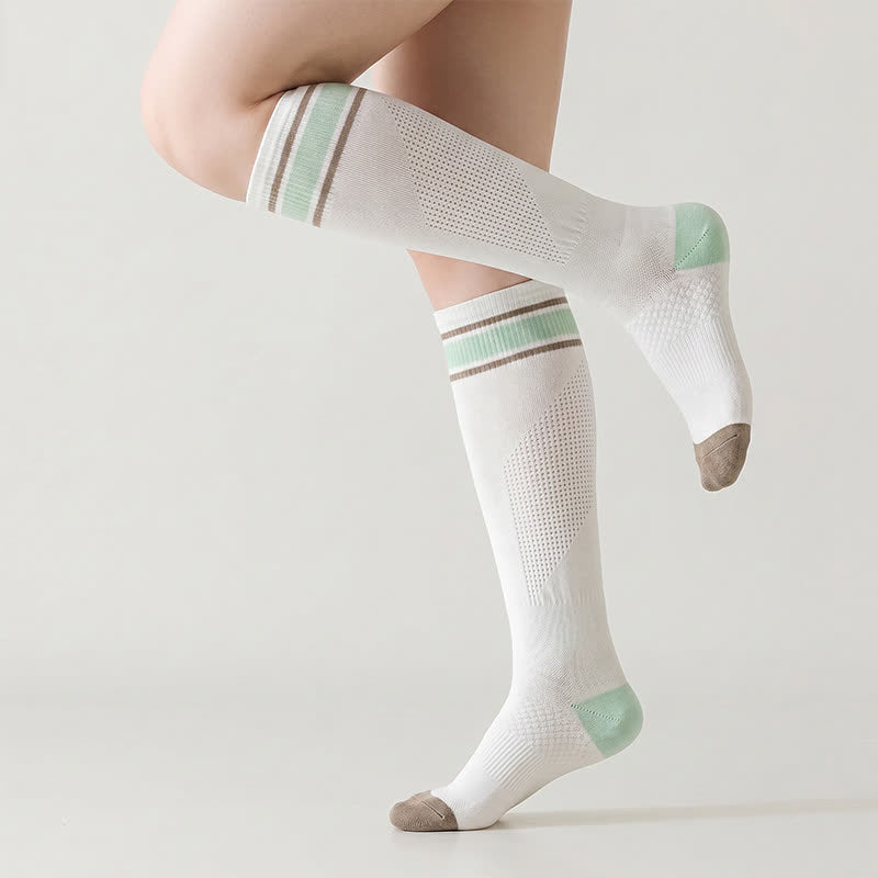 Plusock Striped Sport Compression Socks 1 Pairs - White-A - EU36-39(US3-6) - image 0