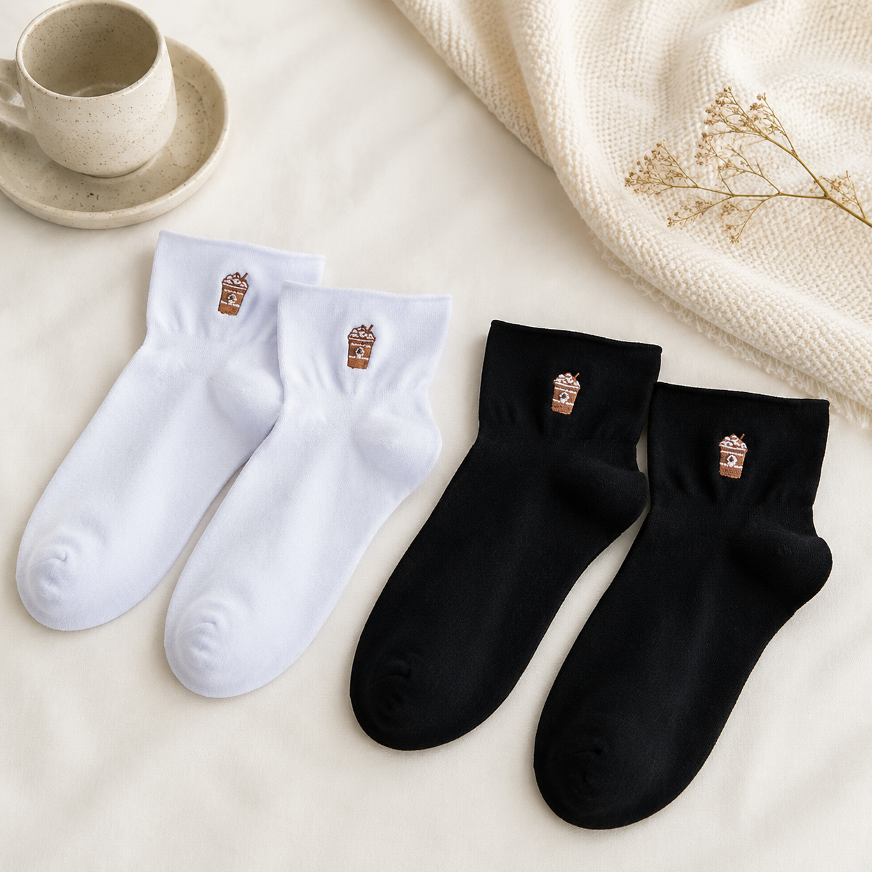 Plusock Soft Quarter Socks (2 Pairs) - Black+White - EU37-41(US4-8) - image 7