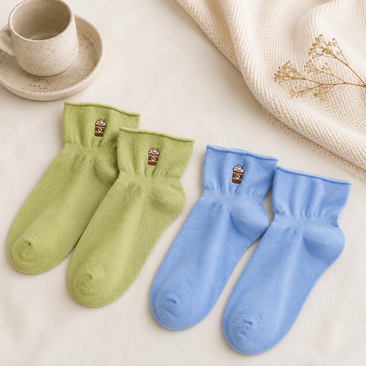 Plusock Soft Quarter Socks (2 Pairs) - Blue+Green - EU37-41(US4-8) - image 8