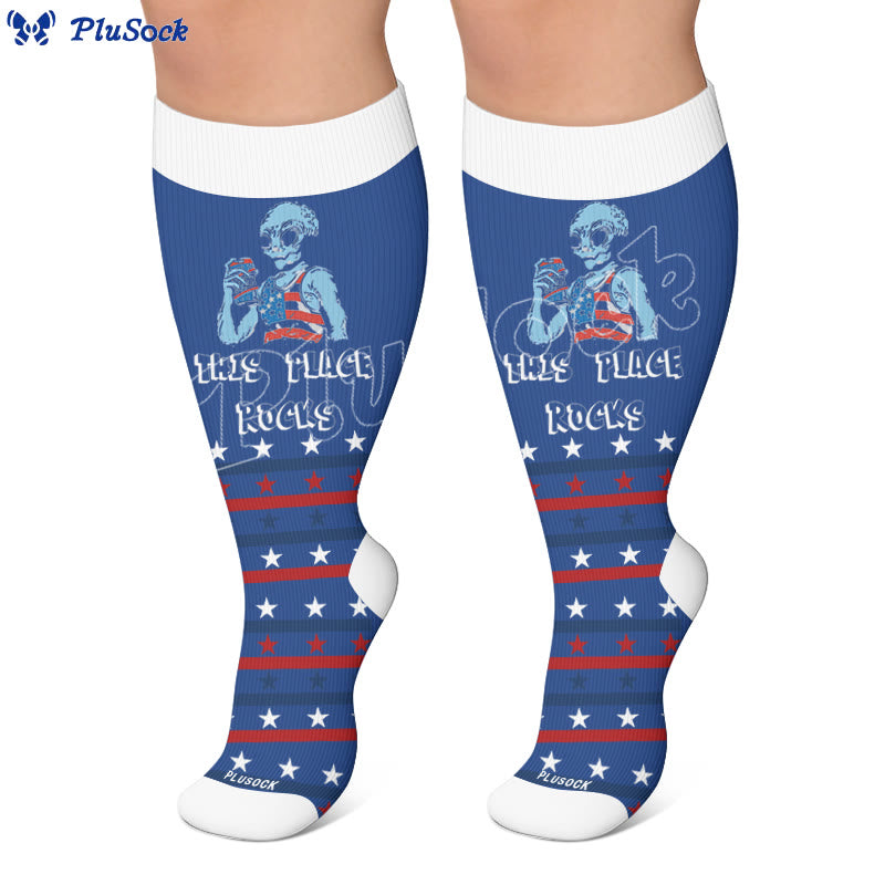 Plusock Plus Size Firework Stripe Compression Socks - image 6