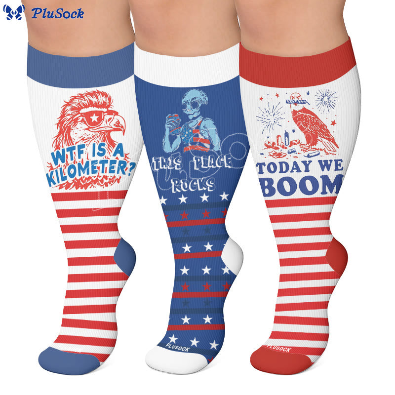 Plusock Plus Size Firework Stripe Compression Socks - image 0