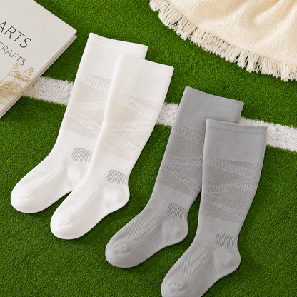 Plusock Mesh Stripe Compression Socks(2 Pairs) - White+Light Grey - EU36-39(US3-6) - image 9