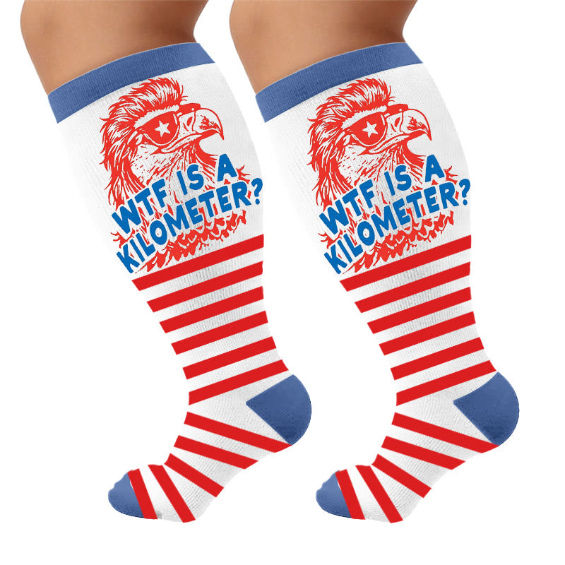 Plusock Plus Size Firework Stripe Compression Socks - White(1 Pair) - 4XL - image 8