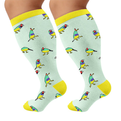 Plusock Plus Size Bird Compression Socks - Yellow(1 Pair) - 4XL - image 8