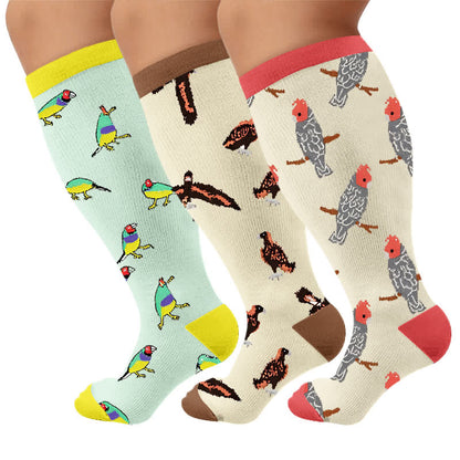 Plusock Plus Size Bird Compression Socks - Multicolor(3 Pairs) - 4XL - image 4