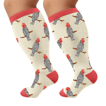 Plusock Plus Size Bird Compression Socks - Red(1 Pair) - 4XL - image 10