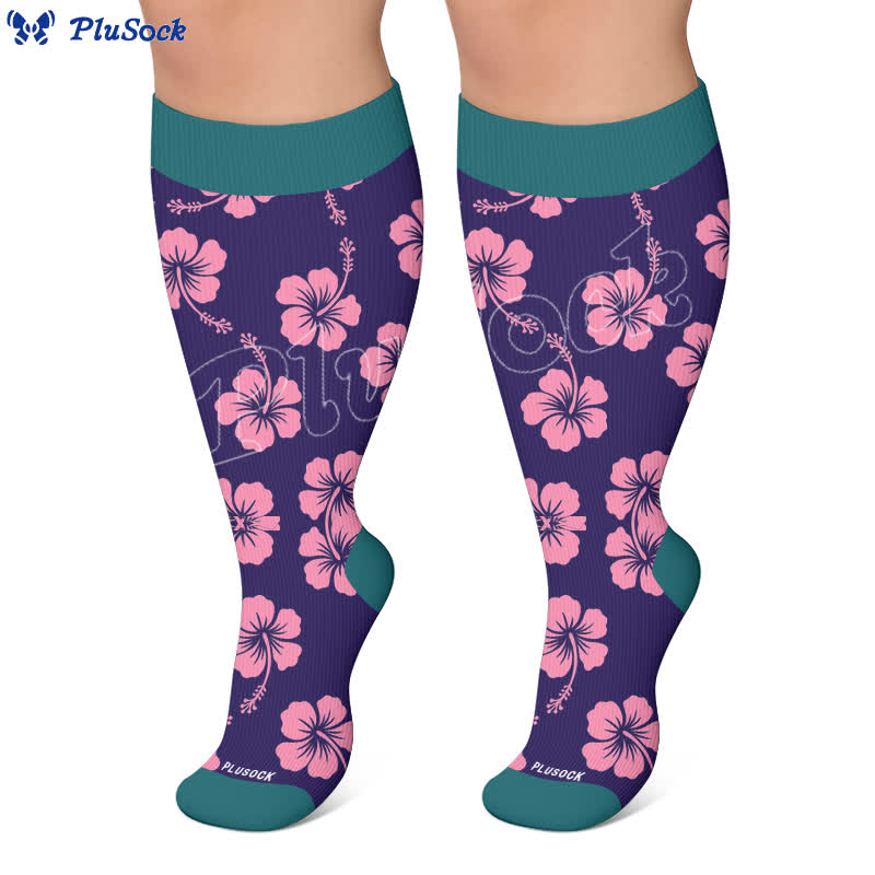 Plusock Plus SizeVibrant Flowers Compression Socks - image 6