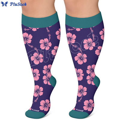 Plusock Plus SizeVibrant Flowers Compression Socks - image 6