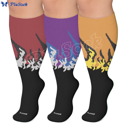 Plusock Plus Size Flame Colorblock Compression Socks - image 0