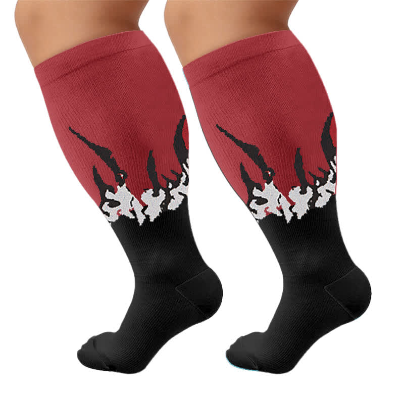 Plusock Plus Size Flame Colorblock Compression Socks - Purple(1 Pair) - 2XL - image 8