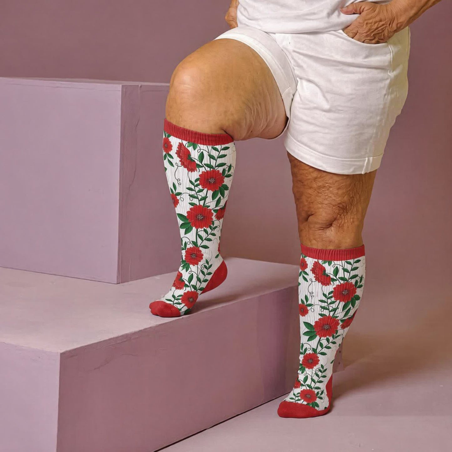 Plusock Plus SizeVibrant Flowers Compression Socks - image 2