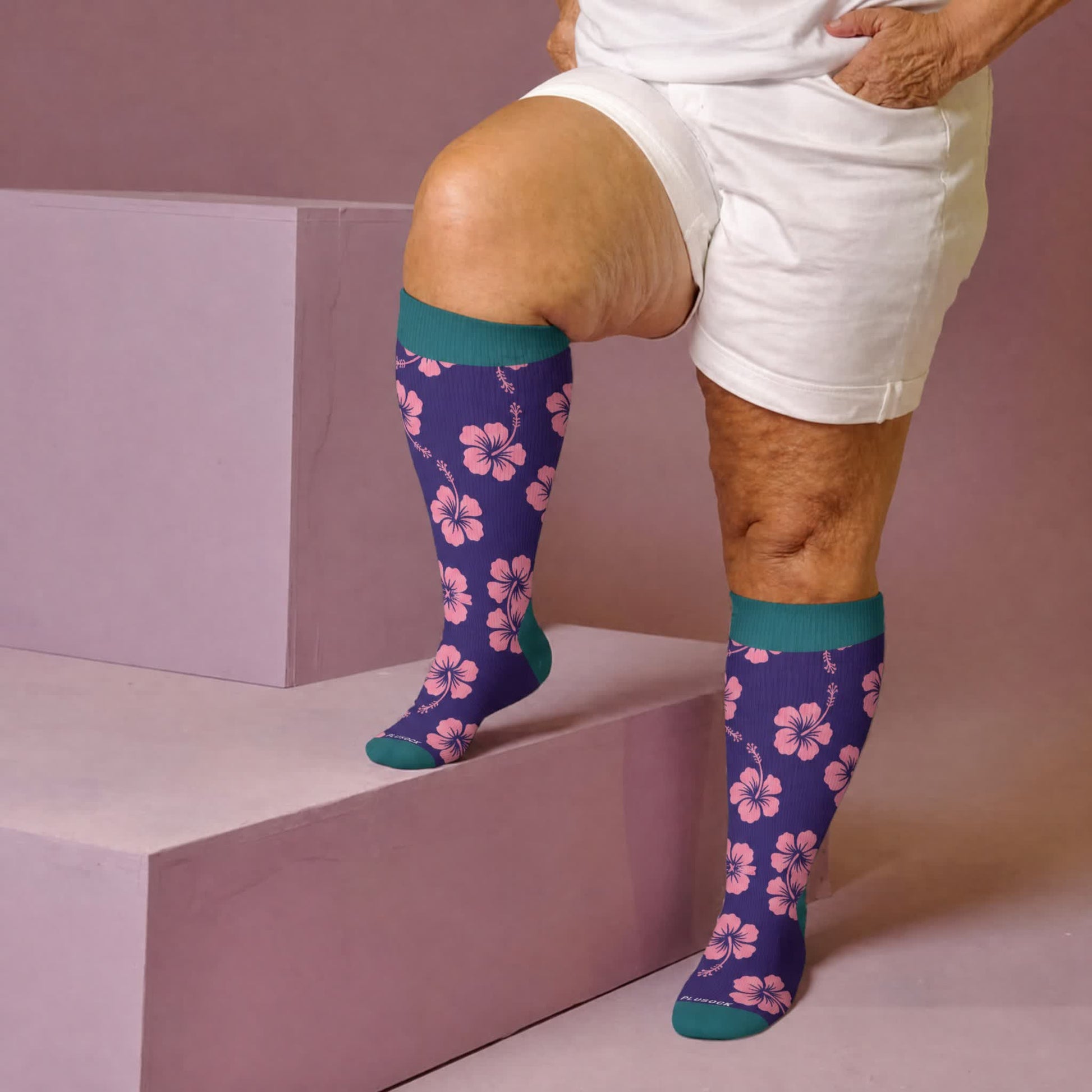 Plusock Plus SizeVibrant Flowers Compression Socks - image 3
