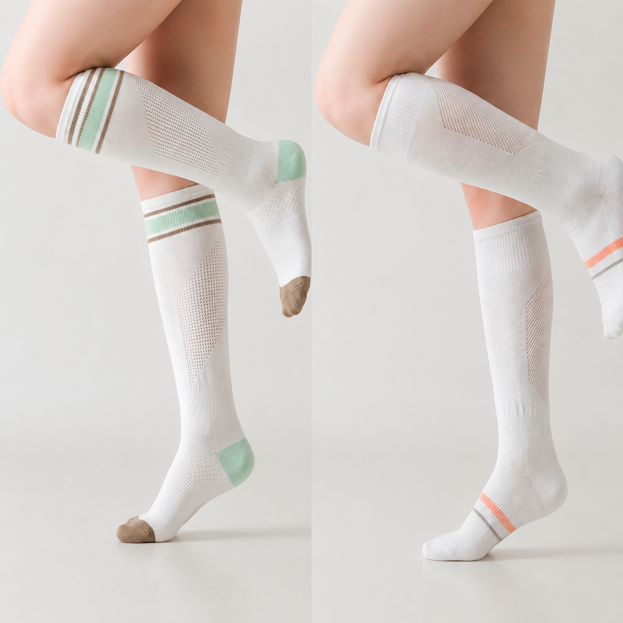 Plusock Striped Sport Compression Socks 1 Pairs - White-A+White-C - EU36-39(US3-6) - image 5