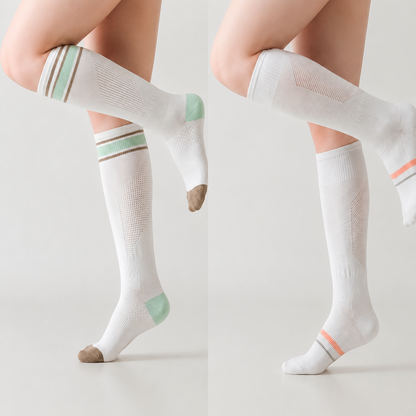 Plusock Striped Sport Compression Socks(2 Pairs) - White-A+White-C - EU36-39(US3-6) - image 7