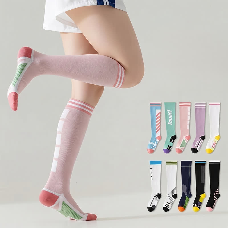 Plusock Sport Stripe Compression Socks(2 Pairs) - Blue+Purple - EU36-40(US3-7) - image 0