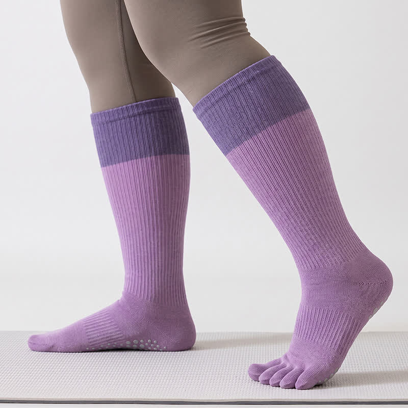 Plusock Colorblock Over Knee Socks(2 Pairs) - Purple - One Size - image 3