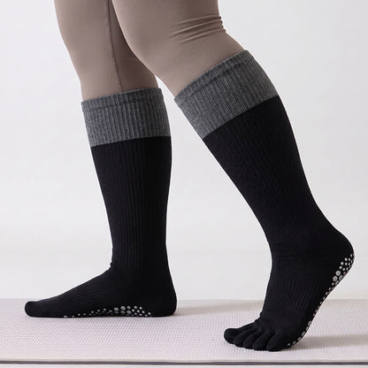 Plusock Colorblock Over Knee Socks(2 Pairs) - Black - One Size - image 5