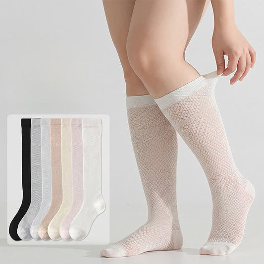 Plusock Sheer Mesh Ribbed Knee HIgh Socks(4 Pairs) - image 0