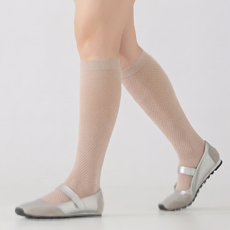 Plusock Sheer Mesh Ribbed Knee HIgh Socks(4 Pairs) - image 1
