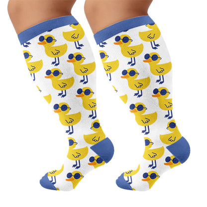 Plusock Plus Size Playful Farm Bird Compression Socks - White(1 Pair) - 4XL - image 9