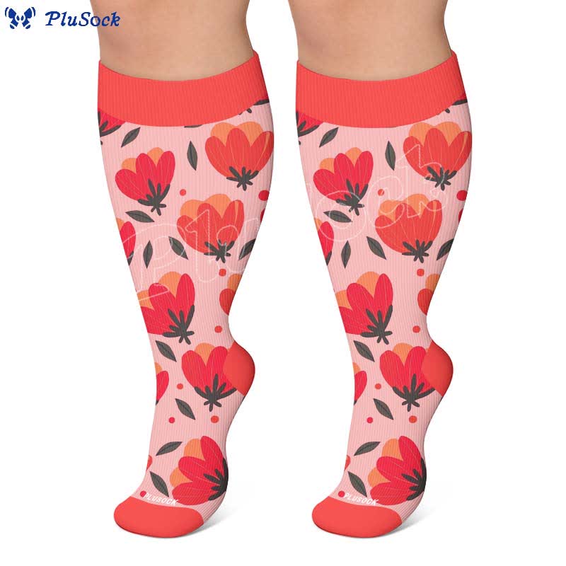 Plusock Plus Size Floral White Compression Socks - image 7