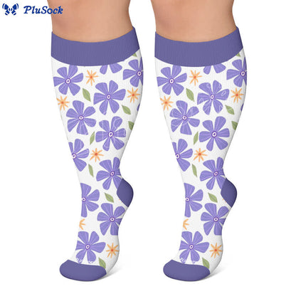 Plusock Plus Size Floral White Compression Socks - image 5