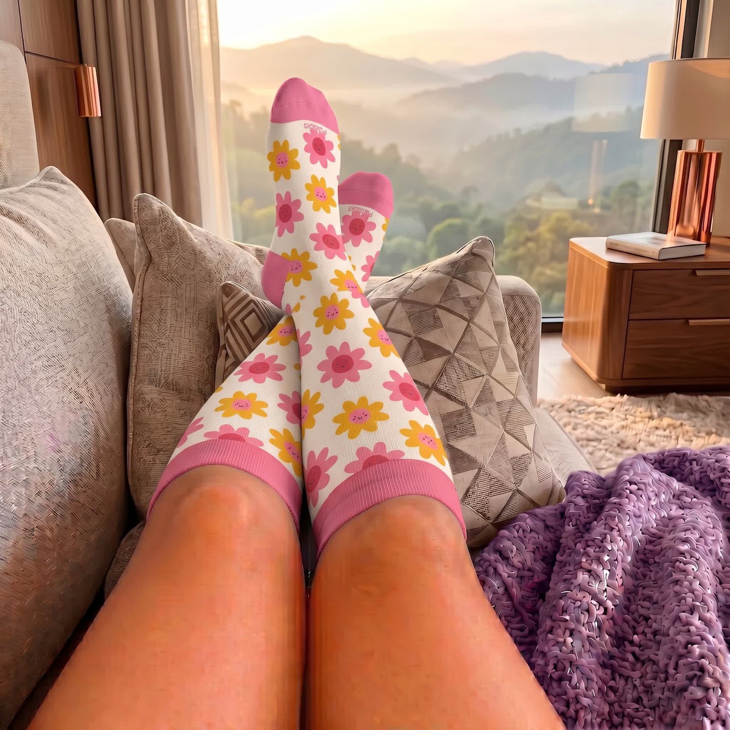Plusock Plus Size Floral White Compression Socks - image 3