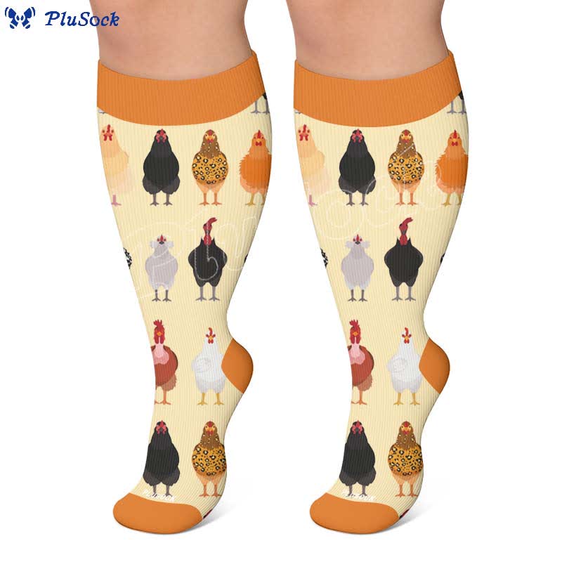 Plusock Plus Size Playful Farm Bird Compression Socks - image 6