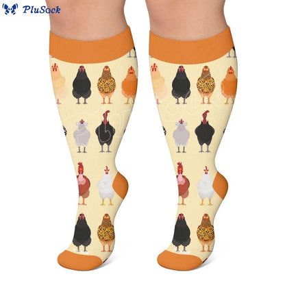 Plusock Plus Size Playful Farm Bird Compression Socks - image 6