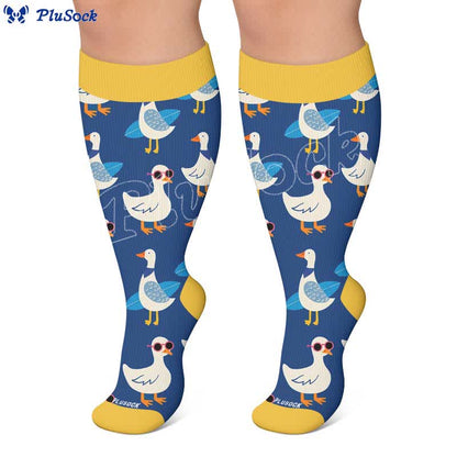 Plusock Plus Size Playful Farm Bird Compression Socks - image 7