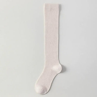Plusock Sheer Mesh Ribbed Knee HIgh Socks(4 Pairs) - Pink - One Size - image 5