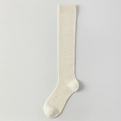 Plusock Sheer Mesh Ribbed Knee HIgh Socks(4 Pairs) - Light Coffee - One Size - image 8
