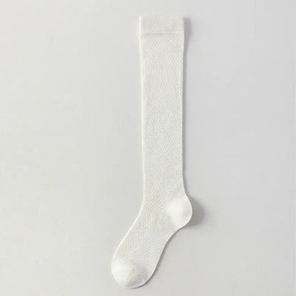Plusock Sheer Mesh Ribbed Knee HIgh Socks(4 Pairs) - White - One Size - image 6