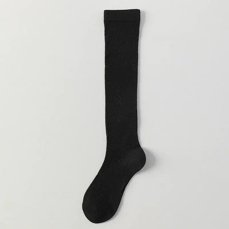 Plusock Sheer Mesh Ribbed Knee HIgh Socks(4 Pairs) - Black - One Size - image 7
