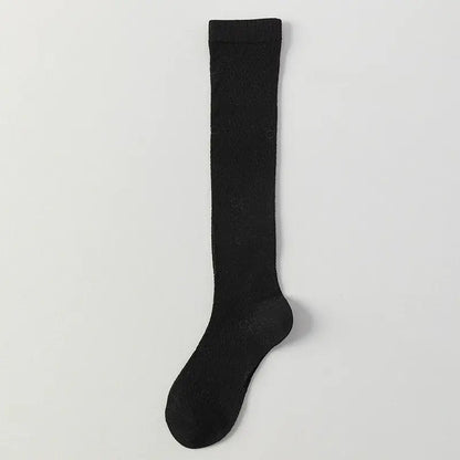 Plusock Sheer Mesh Ribbed Knee HIgh Socks(4 Pairs) - Black - One Size - image 7