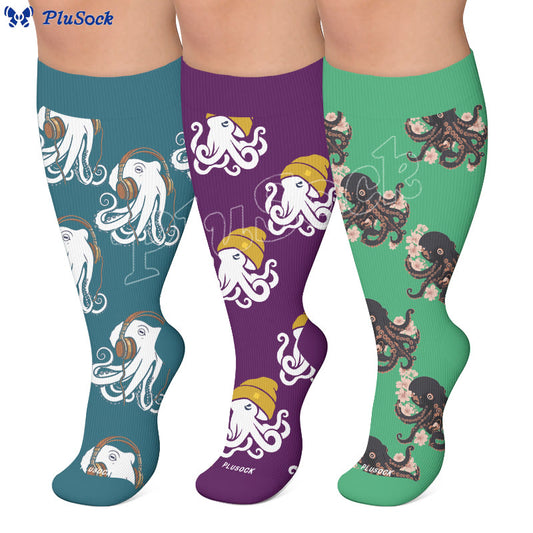 Plusock Plus Size Trendy Octopus Compression Socks - image 0