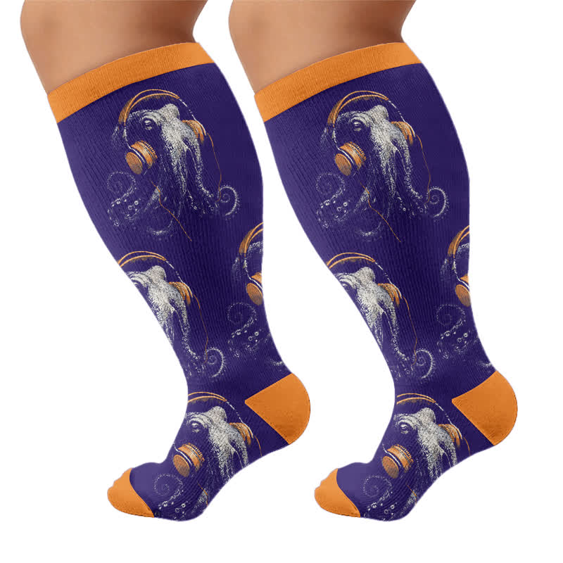 Plusock Plus Size Bizarre Octopus Compression Socks - Orange(1 Pair) - 4XL - image 8