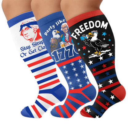 Plusock Plus Size Patriotic Compression Socks - Multicolor(3 Pairs) - 4XL - image 4