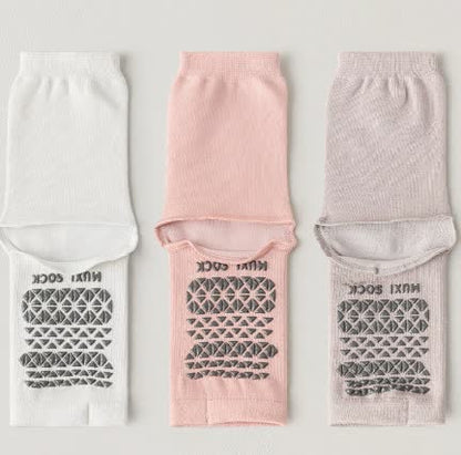 Plusock Breathable Knit Casual Grip Socks (3 Pairs) - White+Pink+Purple - One Size - image 8