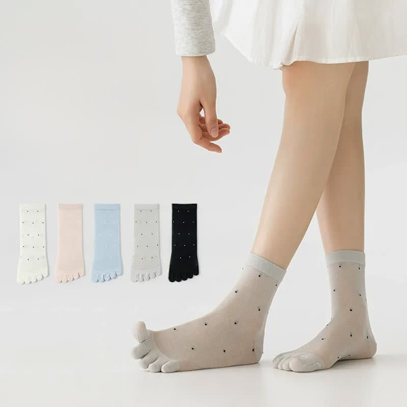 Plusock Sheer Polka Dot Toe Quarter Alignment Socks(3 Pairs) - Multicolor(5 Pairs) - EU35-39(US2-6) - image 1