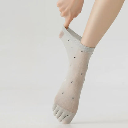 Plusock Sheer Polka Dot Toe Quarter Alignment Socks(3 Pairs) - image 2