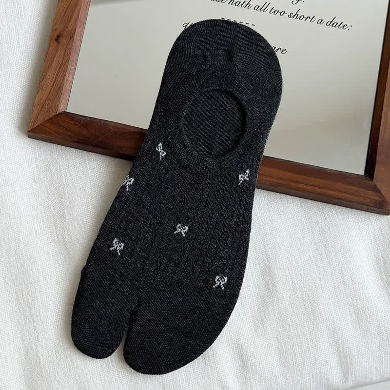 Plusock Soft Ribbed Split Toe No Show Socks(5 Pairs) - Dark Grey - EU35-39(US2-6) - image 5
