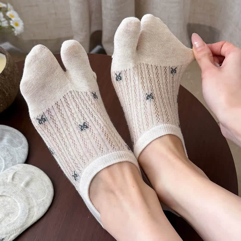 Plusock Soft Ribbed Split Toe No Show Socks(5 Pairs) - image 2