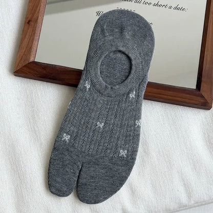 Plusock Soft Ribbed Split Toe No Show Socks(5 Pairs) - Grey - EU35-39(US2-6) - image 7