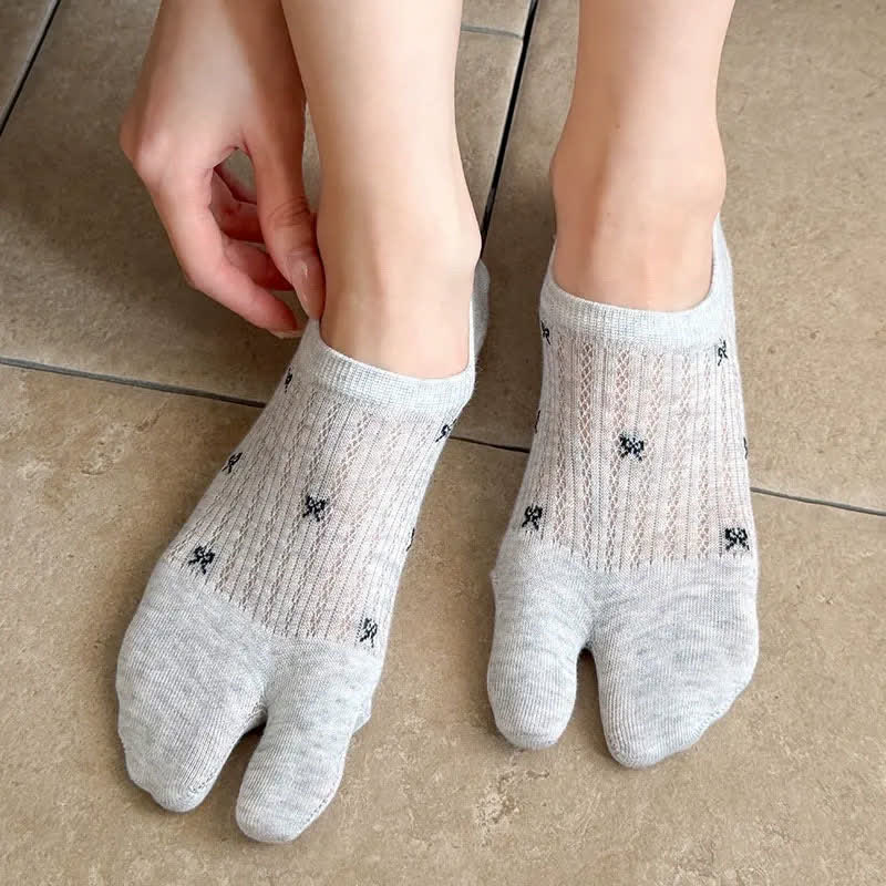 Plusock Soft Ribbed Split Toe No Show Socks(5 Pairs) - image 3