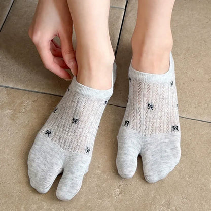 Plusock Soft Ribbed Split Toe No Show Socks(5 Pairs) - image 3
