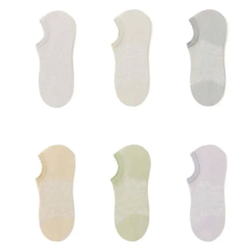 Plusock Sheer Floral No Show Socks(6 Pairs) - Light Green - EU35-39(US2-6) - image 7